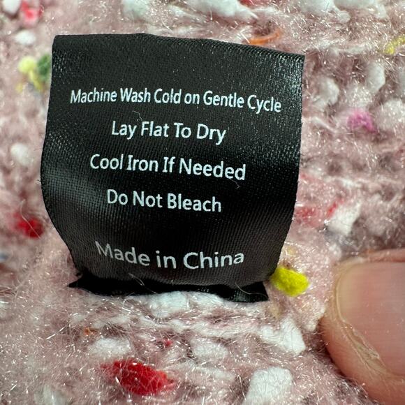 POL Confetti Boxy 3/4 Sleeve Sweater Women's M Pink Multicolor Dots Oversized - Picture 10 of 13